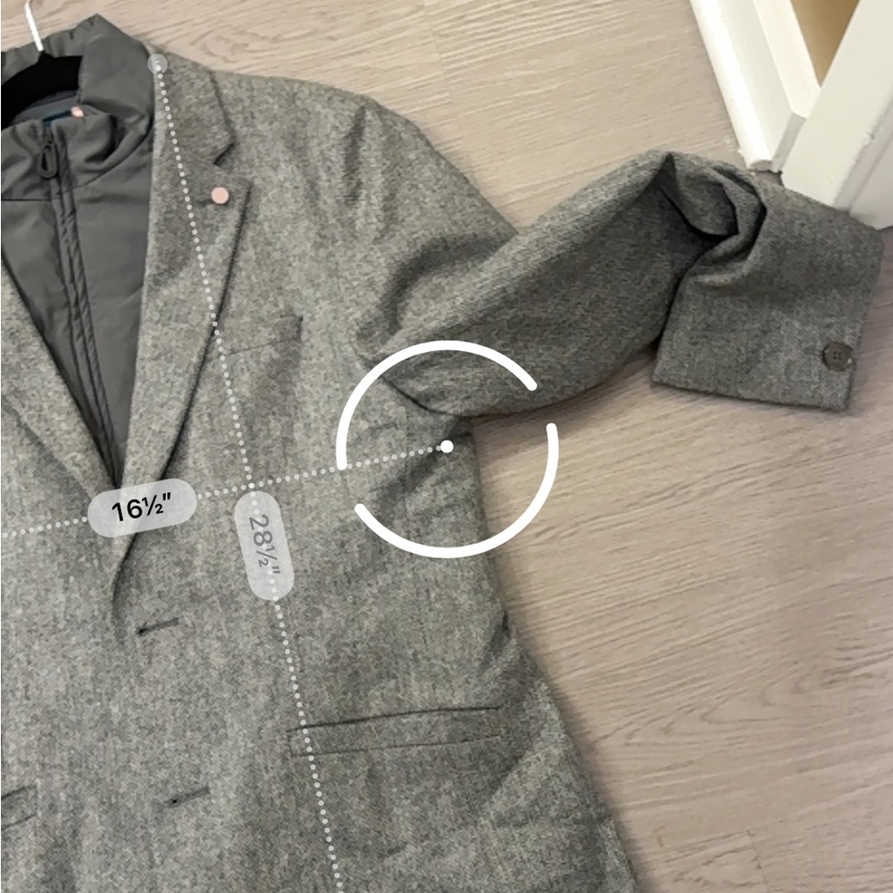 Ted Baker Gray Herringbone Notched Lapel Blazer Jacket Size 2 - Picture 9 of 9